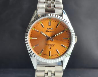 Vintage HMT Kohinoor Orange Face Hand-Winding Watch