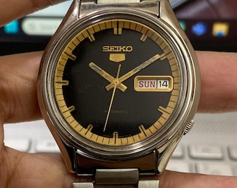 Reloj de pulsera japonés vintage Seiko 5 automático 6309-6020 con fecha y día para hombre, año 1981