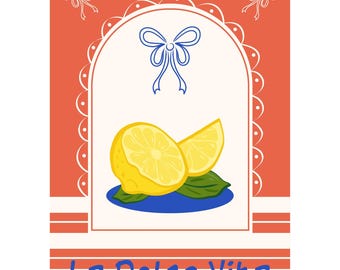 Plakat ścienny „La Dolce Vita Lemon” do druku, lato na wybrzeżu Amalfi (pobieranie cyfrowe)