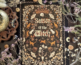 Saison der Hexe Kunstdruck | Hexen Illustration, gruselig, Gothic Print, Vintage Hexe Kunst, Geschenke für Hexen, Magisch, Bücherwurm