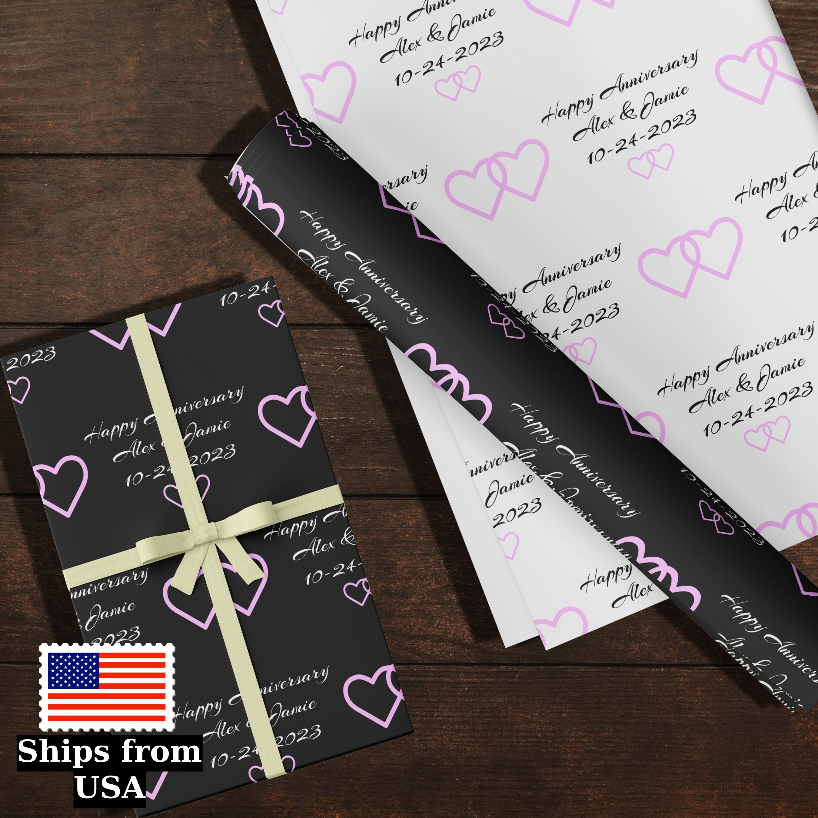 Personalized Anniversary Gift Wrap, Anniversary Wrapping Paper