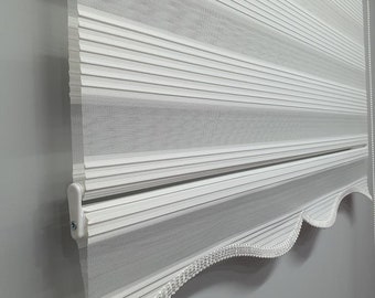 Narrow Plated White Color Zebra Roller Blinds Curtain For All Room, Light filtering, MZ320 - See Personalization