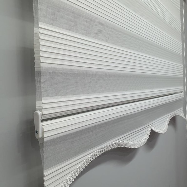 Narrow Plated White Color Zebra Roller Blinds Curtain For All Room, Light filtering, MZ320 - See Personalization