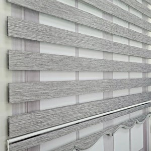 Gray Bamboo Fabric Zebra Roller Blinds Curtain For All Room, Light filtering, MZ666 - See Personalization