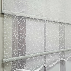 Patterned Double Mechanism Tulle Roller Blinds Curtain, Light filtering, MT2013 - See Personalization