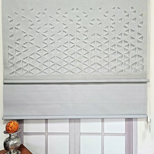Laser Cut Double Mechanism Tulle And Roller Blinds, Light filtering, Gray MLT5005 - See Personalization