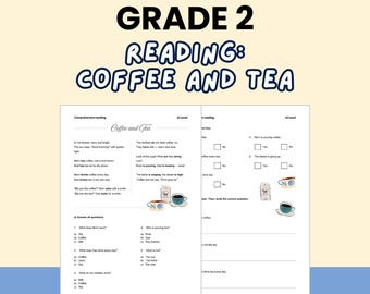 English Reading Worksheets, Topic: Coffee and Tea (Digital Download)