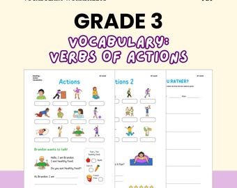 English Verbs Vocabulary Worksheets A1-Level Digital Download