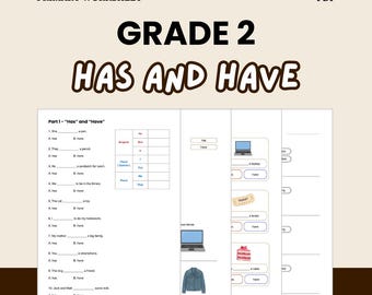 English Grammar Worksheets: Has and Have Digital Download