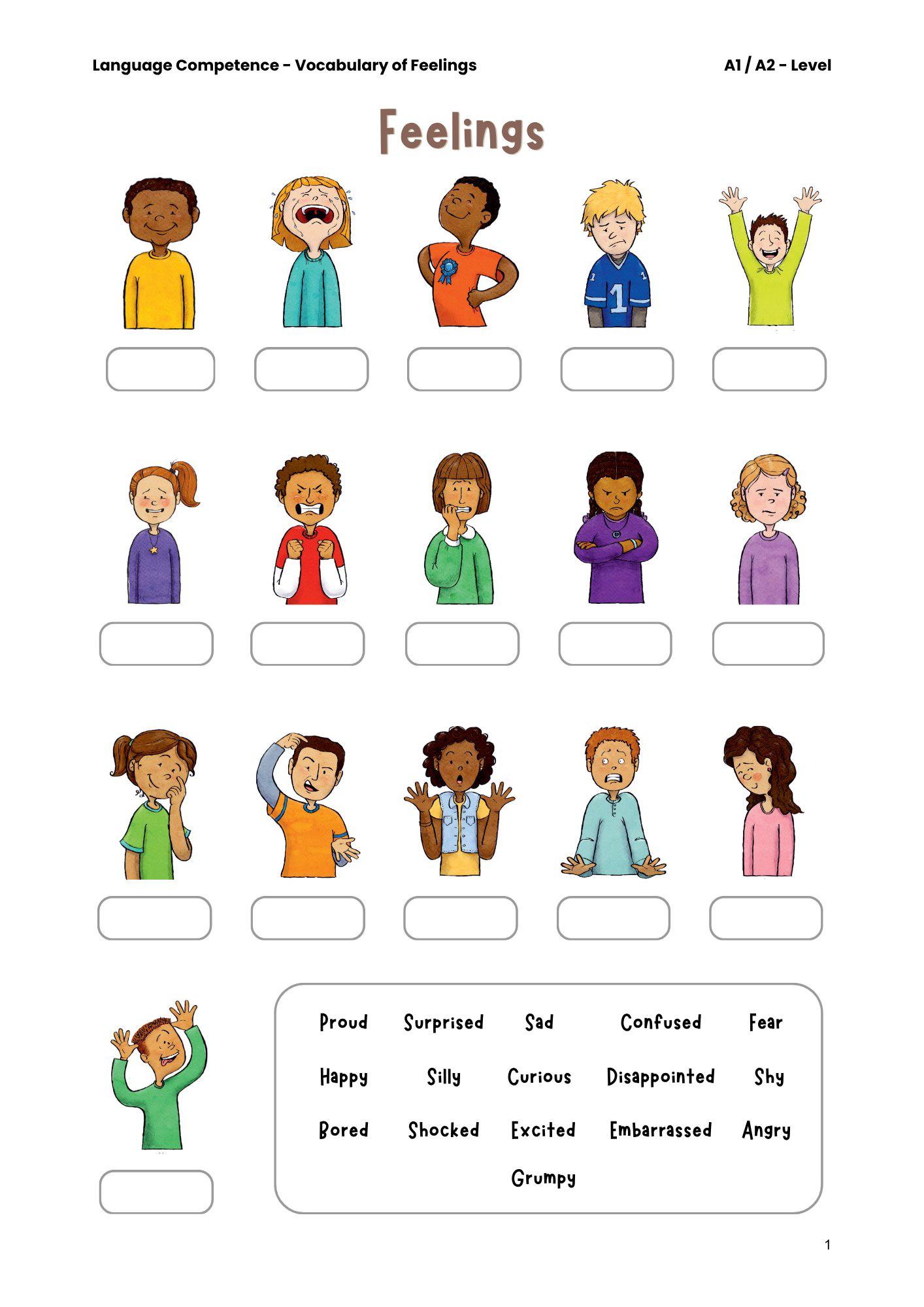 Feeling Dictionary Worksheet.pdf English Vocabulary of Feelings Worksheets Digital Download - Etsy