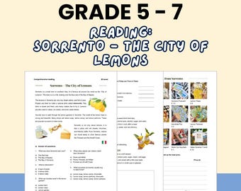 English Reading Worksheets, Topic: Sorrento The City of Lemons (Digital Download)