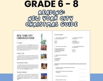 English Reading Worksheets, Topic: Christmas Guide in New York (Digital Download)