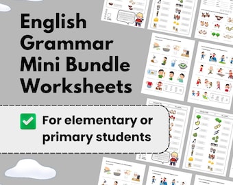 Mini Bundle English Grammar Printable Worksheets for Primary Students (Digital Download)