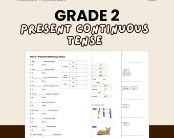 English Grammar Worksheets: Present Continuous Tense Digital Download