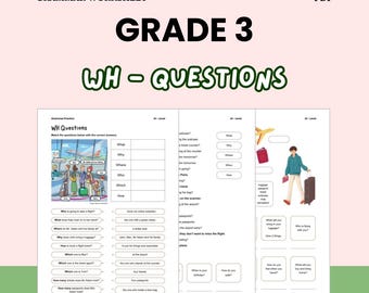 English Grammar Worksheets WH Questions A1-Level Digital Download