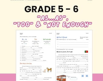 English Grade 5 Comparison Worksheets Printable Digital Download
