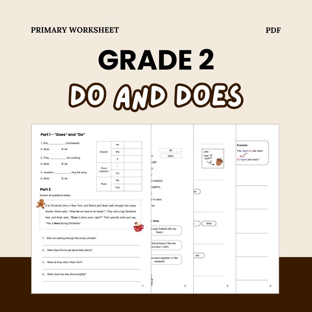 English Grammar Worksheets: Do and Does Digital Download - Etsy