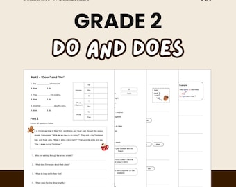 English Grammar Worksheets: Do and Does Digital Download