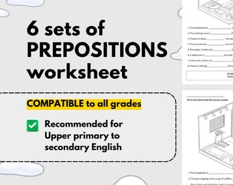 English Grammar Preposition Worksheet: Isometric Fill-in-Blanks (Digital Download)