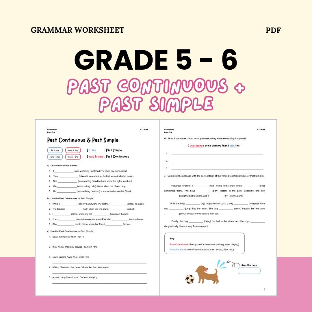 English Grade 6 Past Continuous and Past Simple Worksheets Printable ...