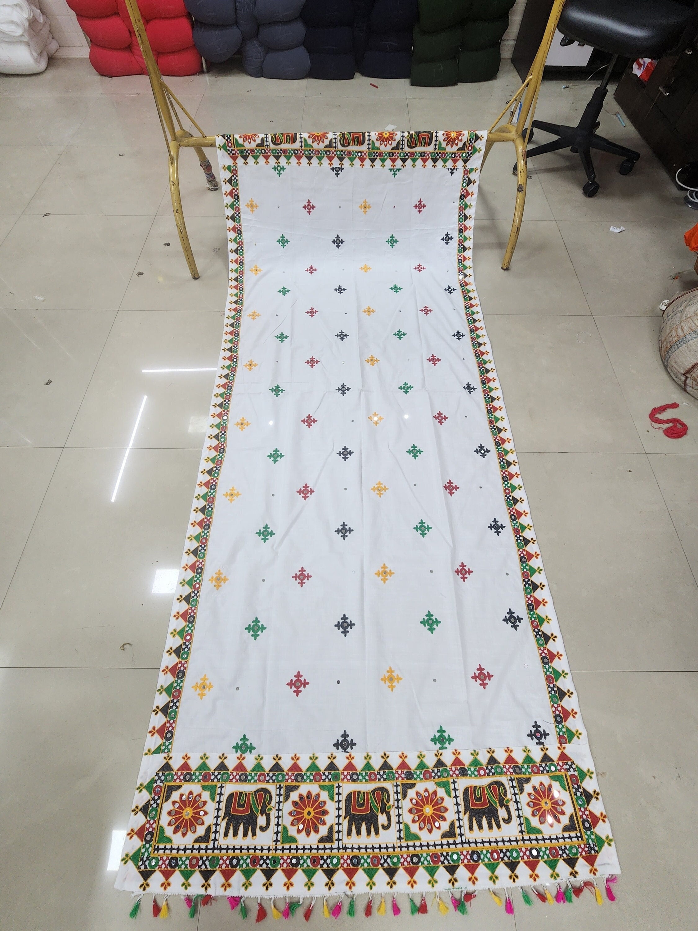Dupatta En Filet Naylon Brodé Pour Femme - Écharpe Ethnique De Fête - Broderie Karachi - Tenue De Cérémonie - 6