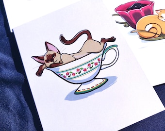 Teacup Cats - Set of 4 Notecards