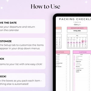 Editable packing checklist template, travel packing list, holiday packing list, trip checklist, travel essentials list, travel checklist image 8