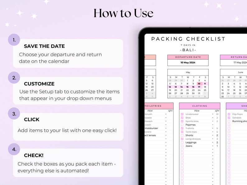 Editable packing checklist template, travel packing list, holiday packing list, trip checklist, travel essentials list, travel checklist image 8