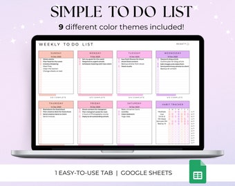 To Do List Spreadsheet, Simple Task Tracker, Google sheets Weekly Planner, Daily Task List Template, Daily Checklist Template