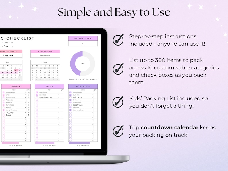 Editable packing checklist template, travel packing list, holiday packing list, trip checklist, travel essentials list, travel checklist image 3