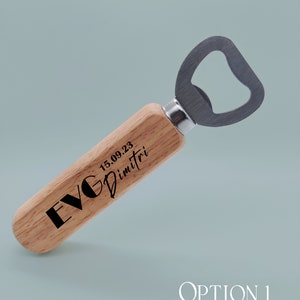 Personalized wooden bottle opener, bachelor party gift, hen party gift.