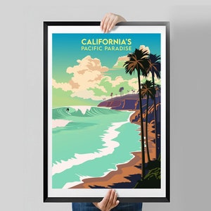 Poster de surf rétro, cartes de surf, art de la côte centrale, art de la plage de la côte est, estampes d'art de la côte est, poster de surf californien, poster de prière pour le surf,