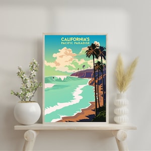 Poster de surf rétro, cartes de surf, art de la côte centrale, art de la plage de la côte est, estampes d'art de la côte est, poster de surf californien, poster de prière pour le surf,