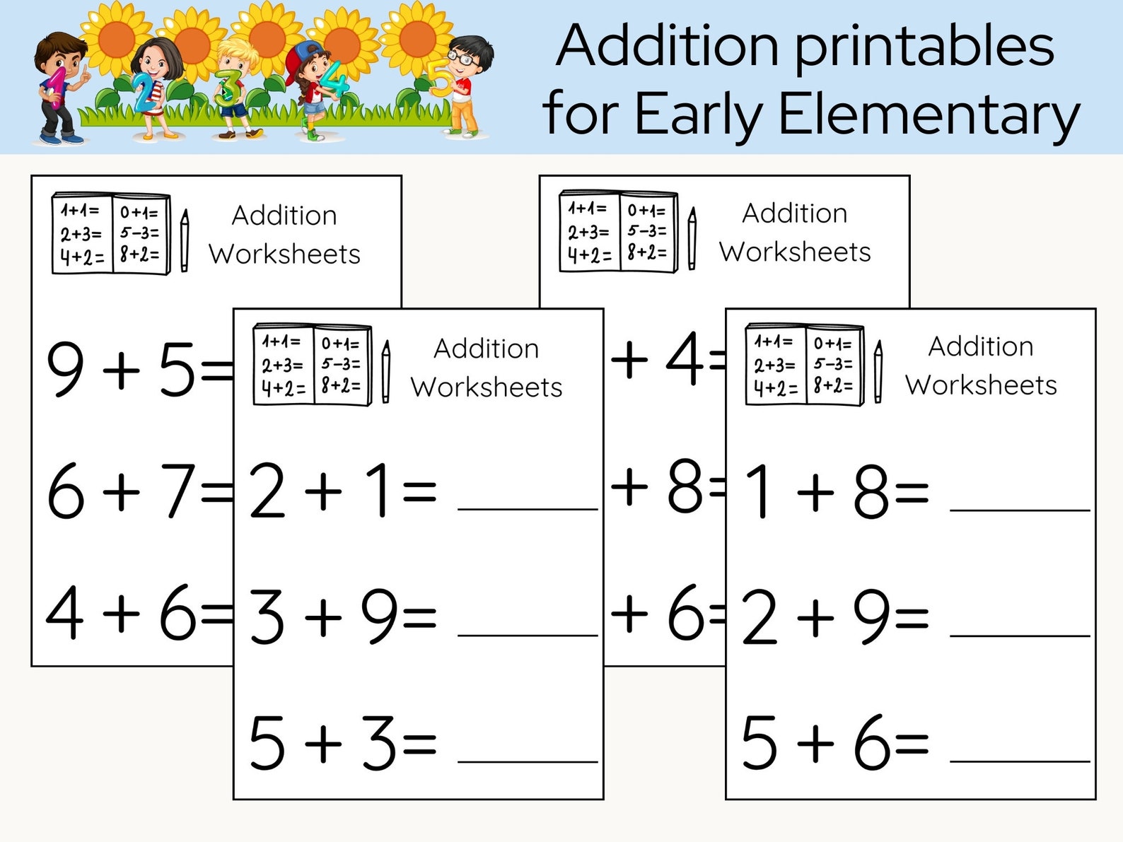Addition Worksheets Printable Addition Worksheets Single Digit Addition ...