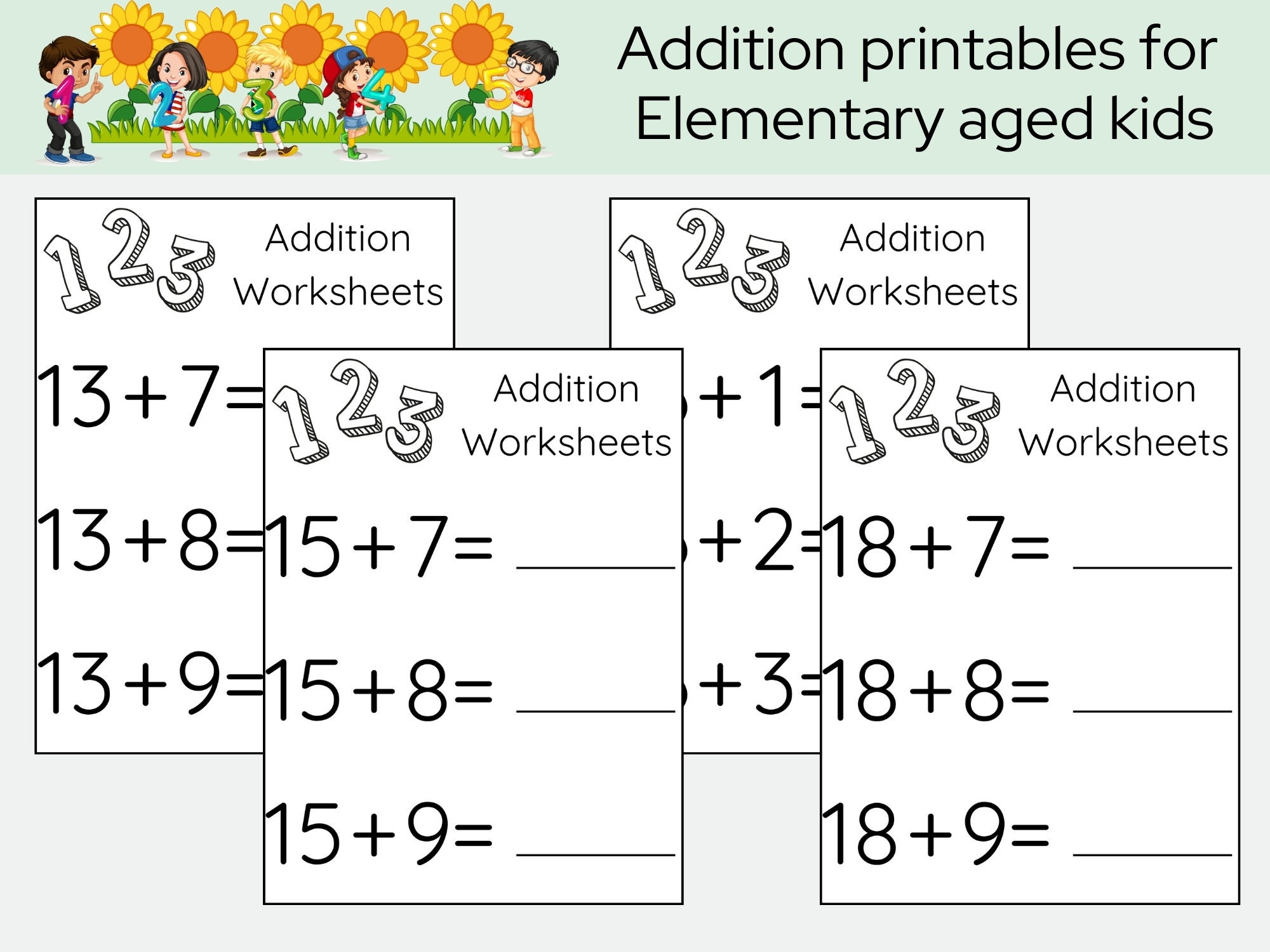 Printable Addition Worksheets Basic Addition Worksheets Simple Addition ...