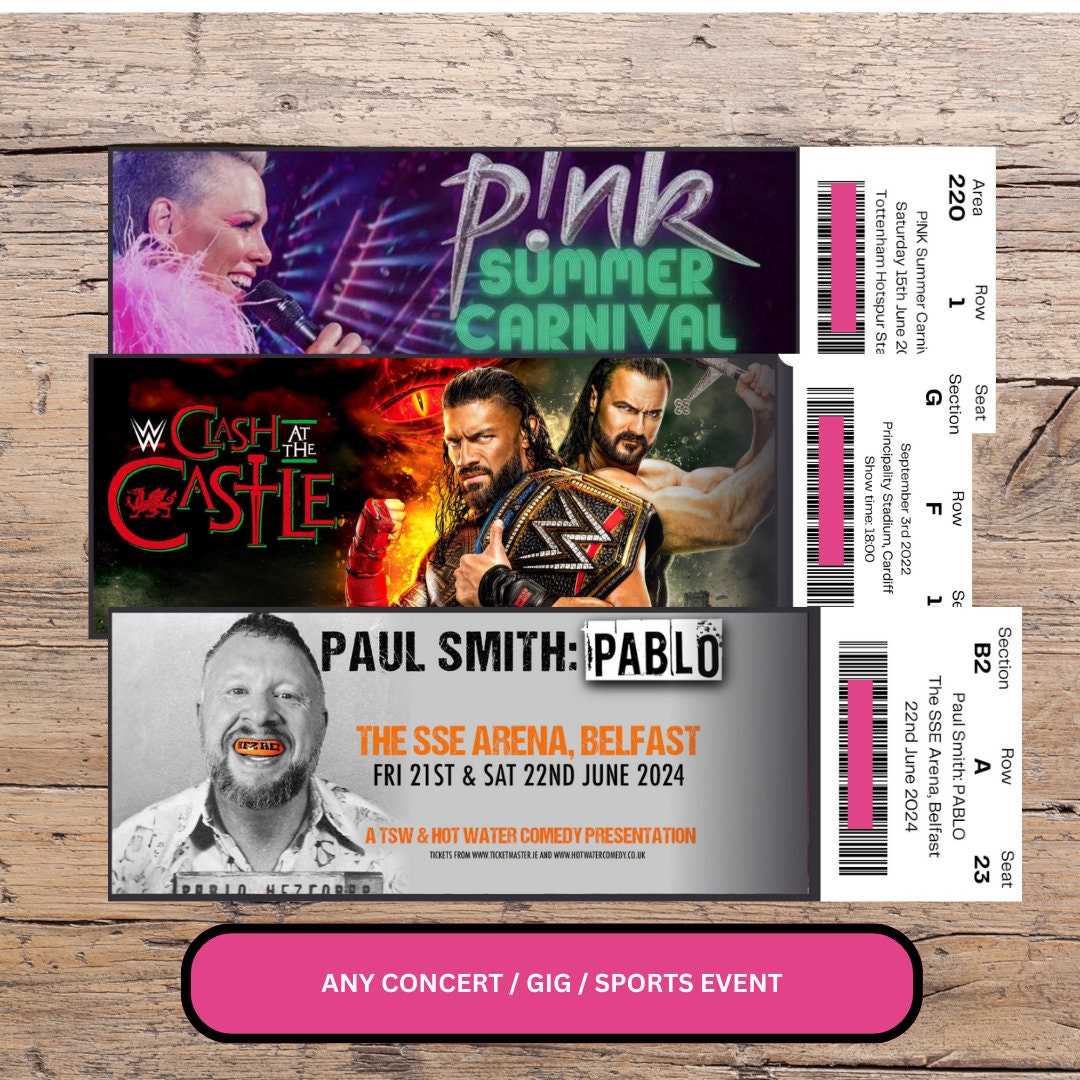 Personalised Concert Ticket Download Event Ticket, Memorabilia, Event