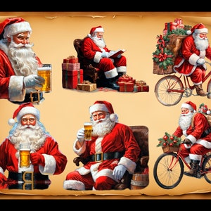 Papai Noel Clipart Bundle, Papai Noel Png, Papai Noel Clipart, Presentes De Natal, Natal Png, Aquarela Digital Papai Noel Clipart