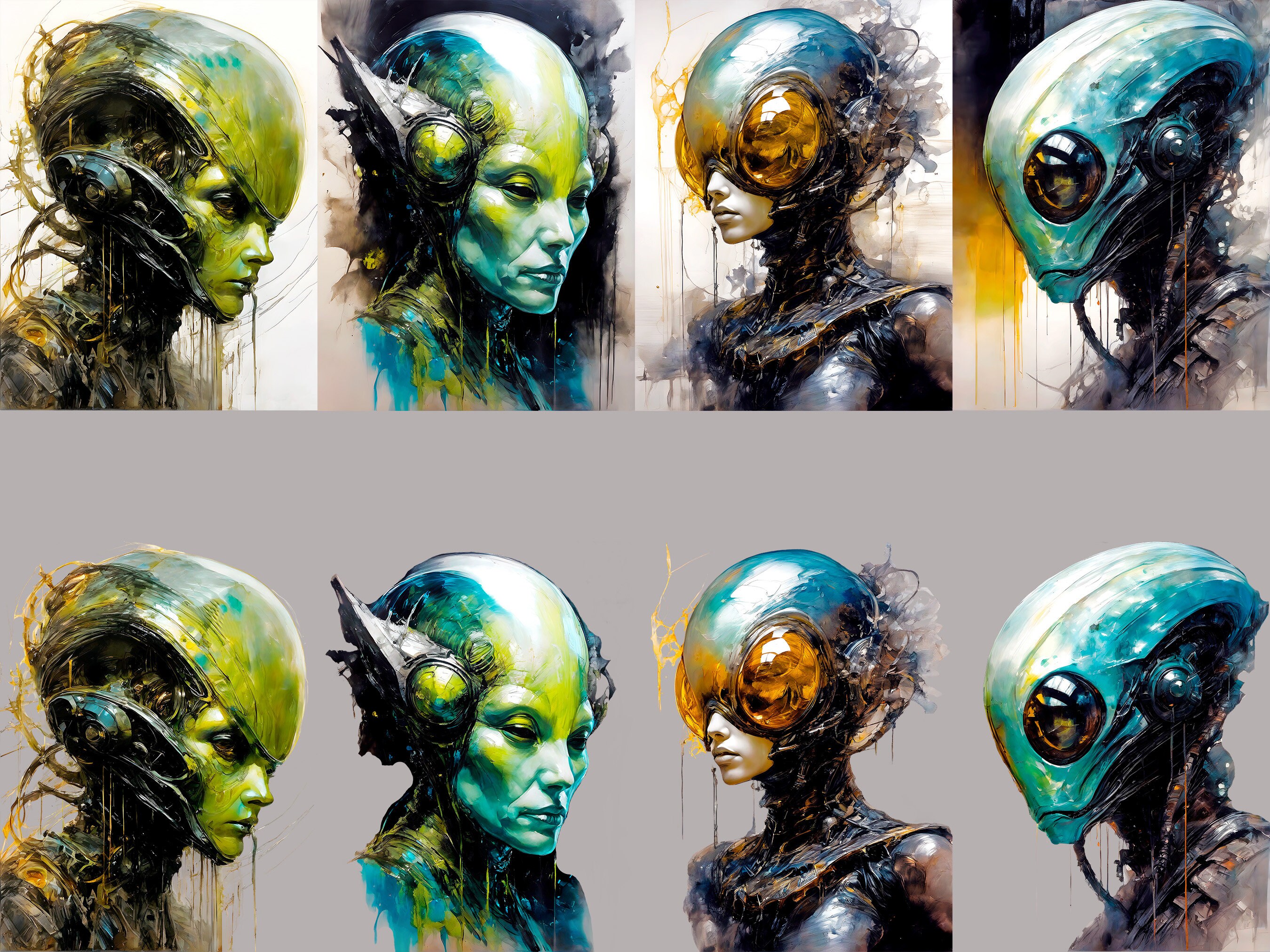 Printable Alien Portraits Digital Paper, Scrapbooking, Scrapbook Paper ...