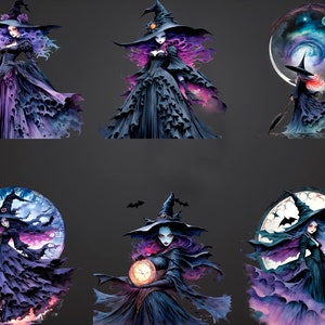 Anime Witch Clipart Bundle, 28 PNG Gothic Anime Witch Cliparts, Mystical Clipart PNG, Witch Clipart PNG, Digital Download, Witch Clipart