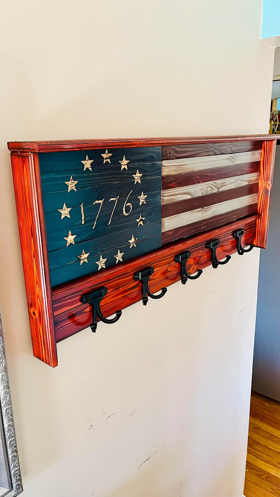 American Flag Coat Rack 1776 Flag Coat Rack American Coat Etsy