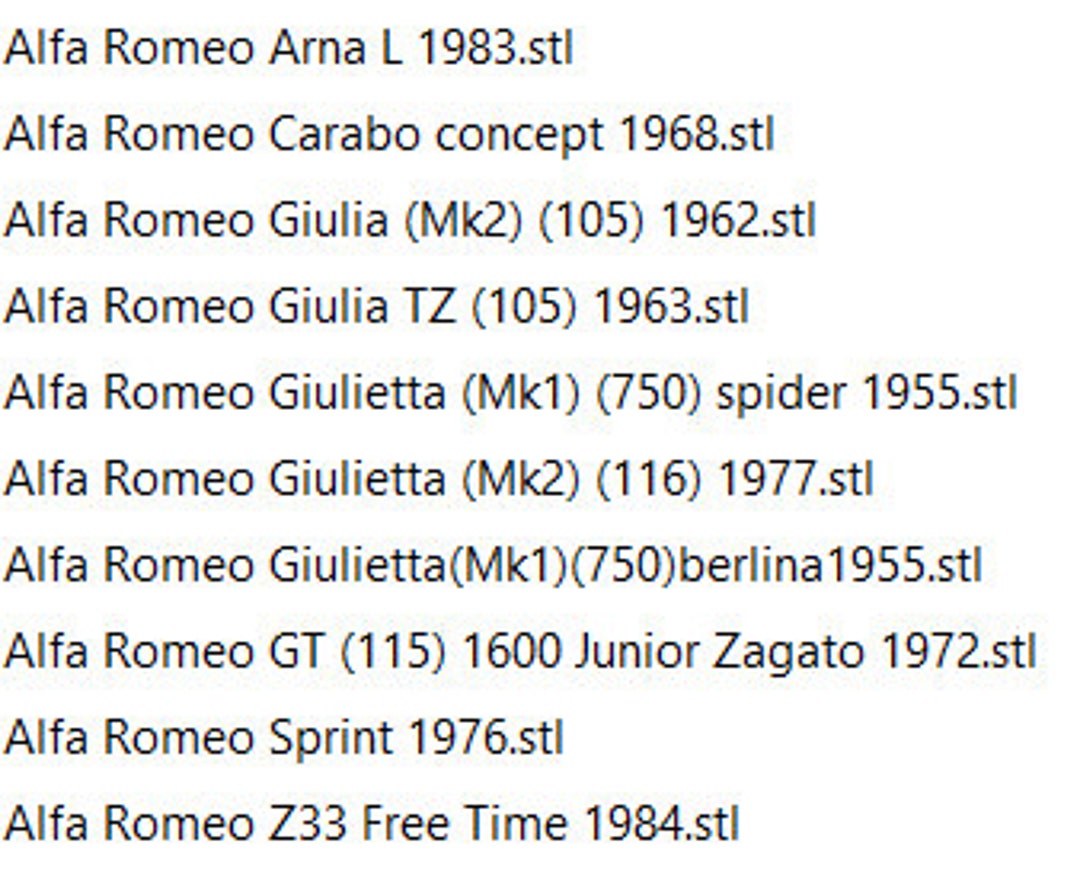 Alfa Romeo 10pack 3D Stl File Iconic Cars Stl Super Car 3d Stl File 3D ...
