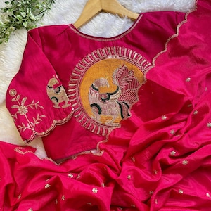 Trending Pink Embroidered Chinon Saree With Readymade Fully Stitched Blouse, Sequins Work, Cutwork Border, Designer Pre-stitched Saree, Sari