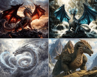Elementaire drakenposters, afdrukken, muurkunst, cadeau, foto, ophangen, kunst, decoratie, kunstcollectie, drakenkunstcollectie, muurposter