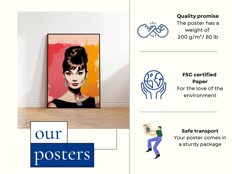Portrait Toile Audrey Hepburn – Citation – Effet Flottant – Plusieurs Tailles