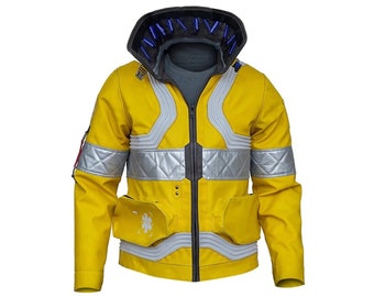 Men’s Handmade Edge-runners David Martinez David Cosplay Costume Halloween Neon Yellow Leather Jacket