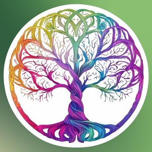 Boom van het Leven Sticker Boom van het Leven Sticker Kleurrijke Spirituele Sticker voor Yoga Meditatie Laptop Smartphone Agenda Glanzend