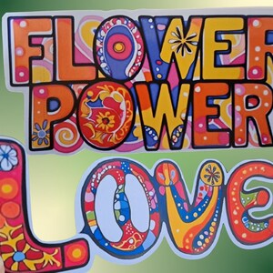 Flower Power Sticker Hippie Sticker Liefde Set van 2 Binnen Buiten Weerbestendig en UV-bestendig Auto Laptop Cadeau Zen Decoratie Kleurrijk Vrede