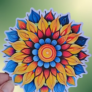 Mandala Sticker Bloem Sticker Zelfklevende Decoratie Laptop Dagboek Muurdecoratie Spiritueel Patroon