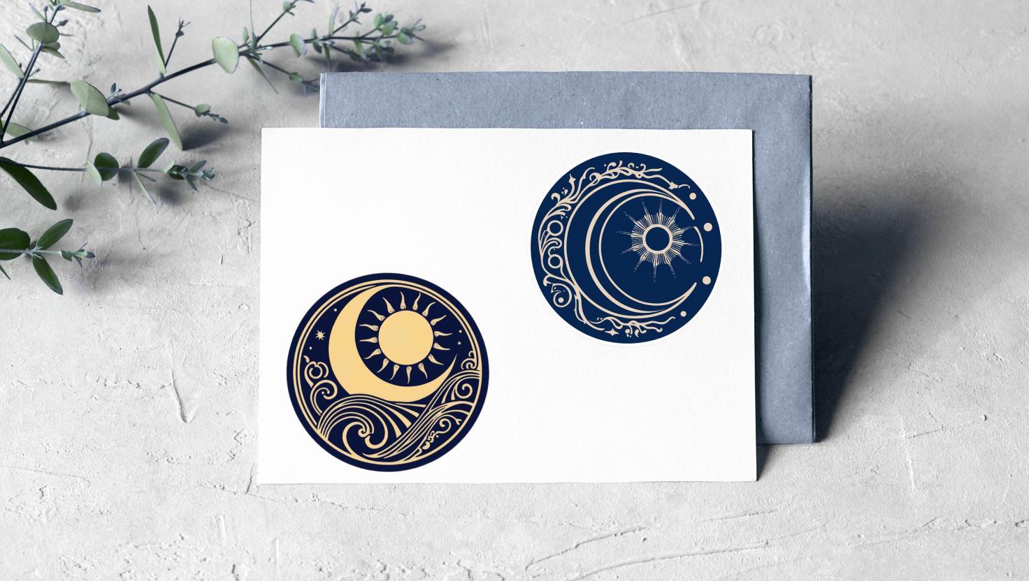 Mond & Sterne Sticker Set – 2 Bögen, 180x110 Mm, Mattes Papier, Für Journal, Planer, Scrapbooking
