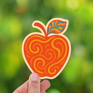 Laptopsticker Apple Fruit Ontwerp Oranje Blauw Patroon Esthetisch Vinyl Decal Notebook Scrapbooking DIY Vintage Decoratie